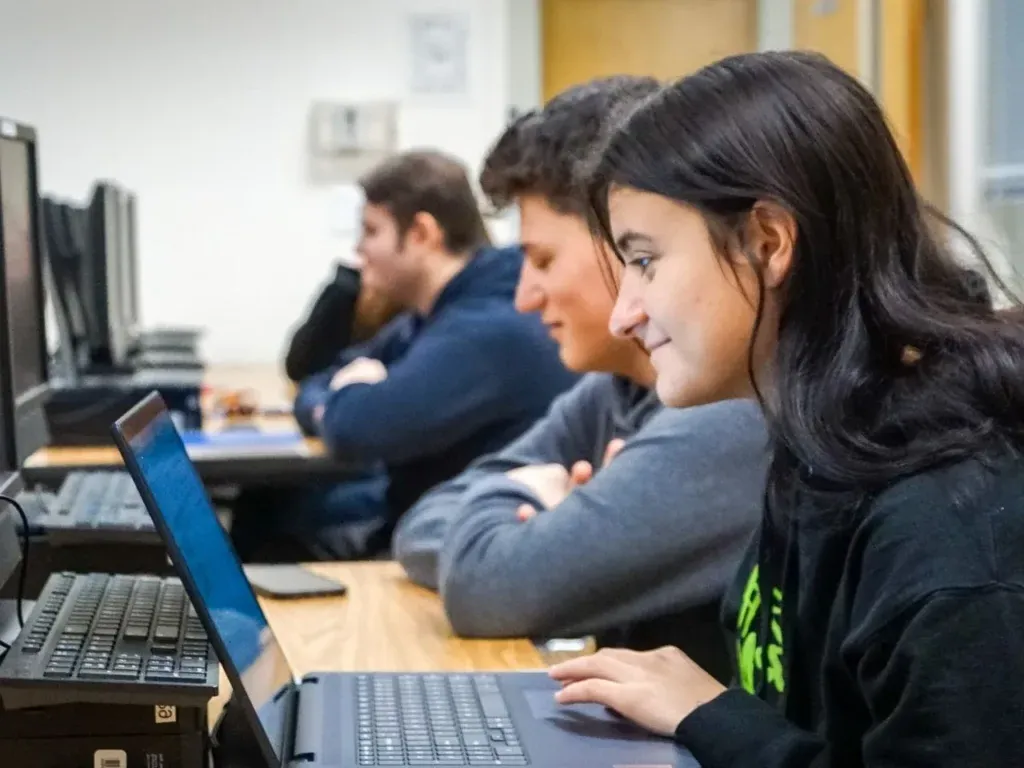 students at computers